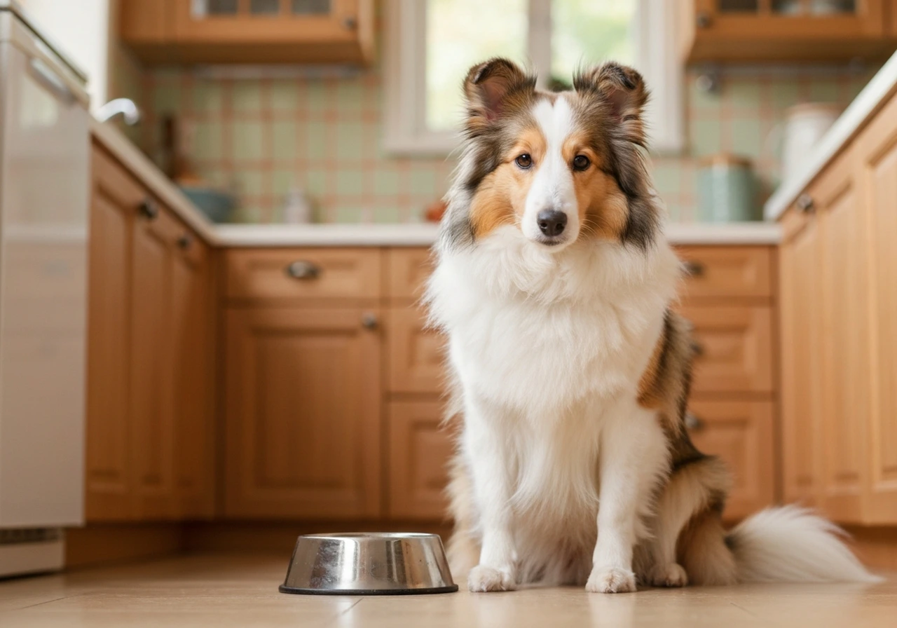 Shetland Sheepdog at mealtime